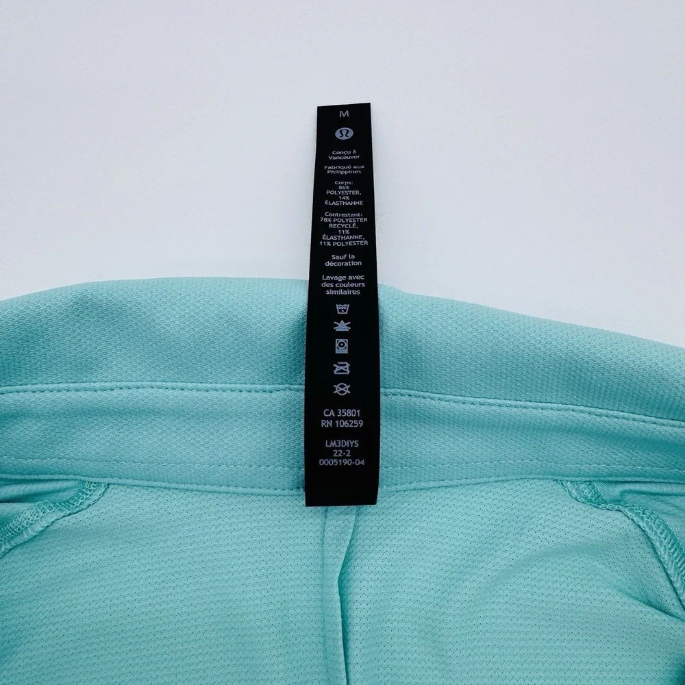 Lululemon‎ Men Wild Mint Green Stretch Golf Polo Short Sleeve Snap Shirt M
